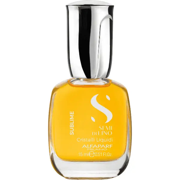 Haaröl in Glasflasche mit Silberkappe für Alfaparf Milano Semi Di Lino Sublime Cristalli Liquidi