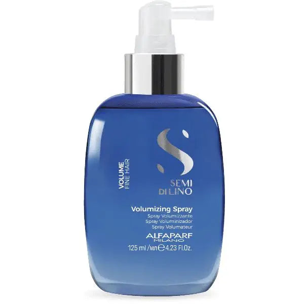 Blaue Flasche des Alfaparf Milano Semi di Lino Volumizing Sprays für mehr Volumen