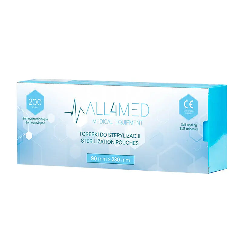 Sterilisationstücher im All4med Autoklav-Sterilisationsbeutel 90x230 mm Pack of 200