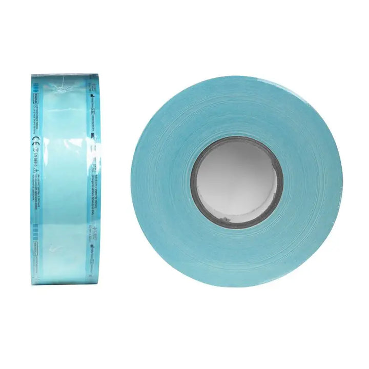 Blaue Sterilisationsbandrolle für medizinische Anwendungen im All4Med Sterilisationshülle