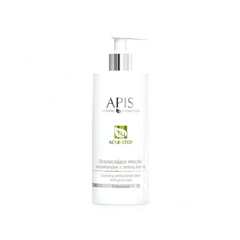 Flasche mit Apis Akne-Stop Reinigungsmilch mit grünem Tee 500 ml