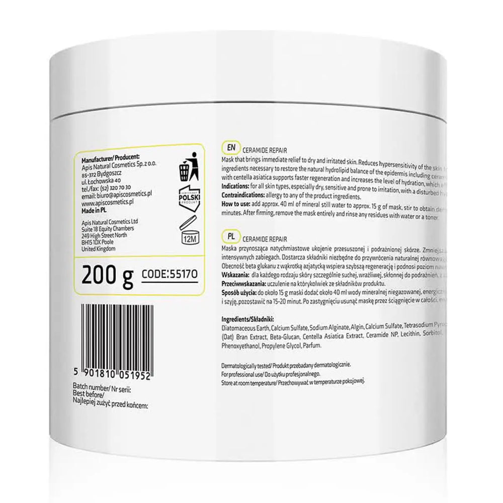 Apis CERAMIDE REPAIR Beruhigende Algenmaske mit Ceramiden und Beta-Glucan 200 g