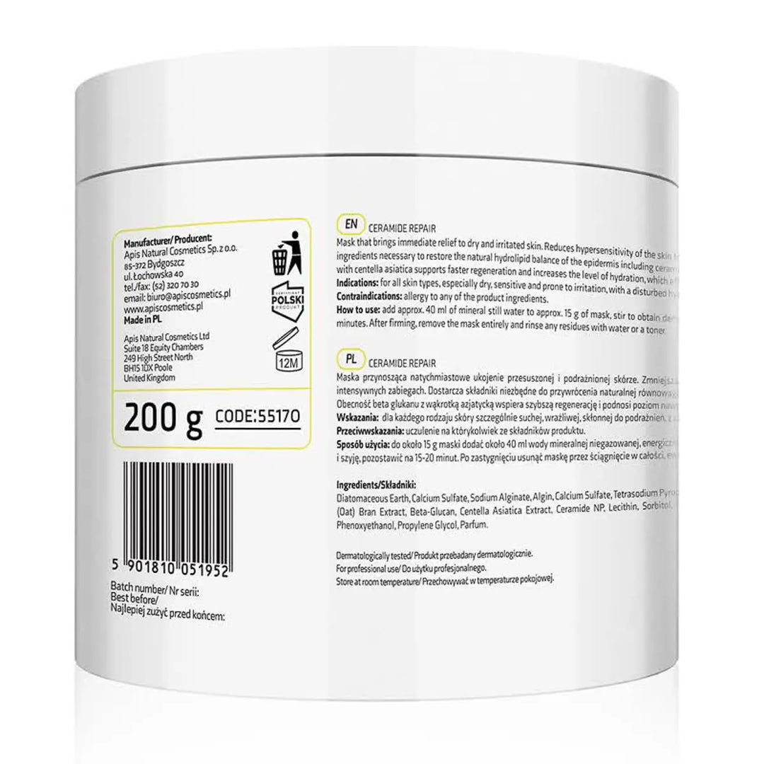 Apis CERAMIDE REPAIR Beruhigende Algenmaske mit Ceramiden und Beta-Glucan 200 g