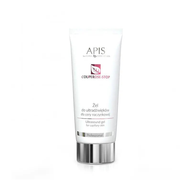 Tube APIS Couperose-Stop Ultraschallgel für Couperose Haut 200ml auf weißem Hintergrund