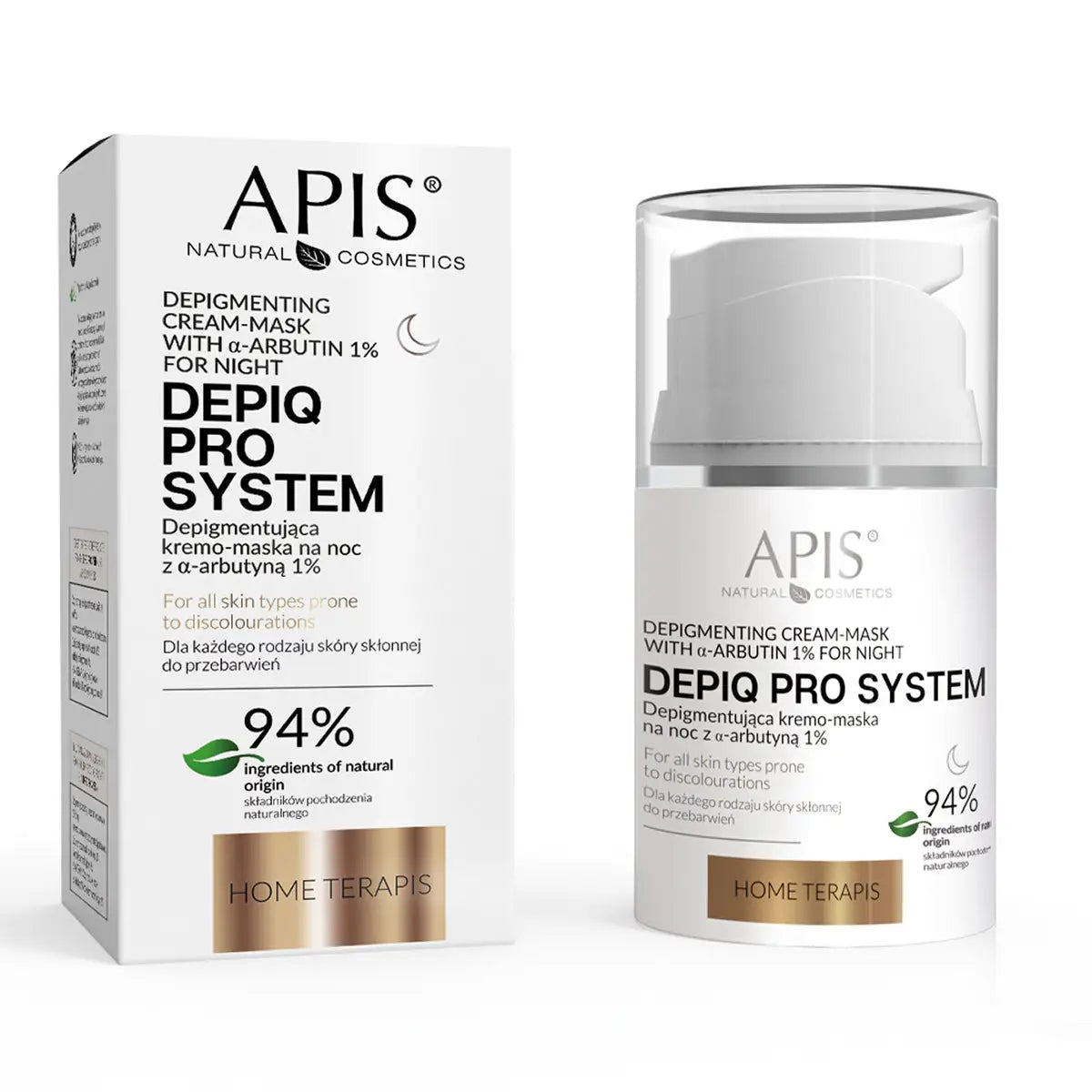 APIS DEPIQ PRO SYSTEM Depigmentierende Nachtcreme-Maske mit α-Arbutin 1% 50 ml - Nachtscreme-Maske