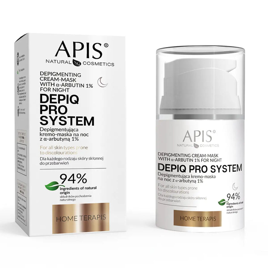 APIS DEPIQ PRO SYSTEM Depigmentierende Nachtcreme-Maske mit α-Arbutin 1% 50 ml - Nachtscreme-Maske