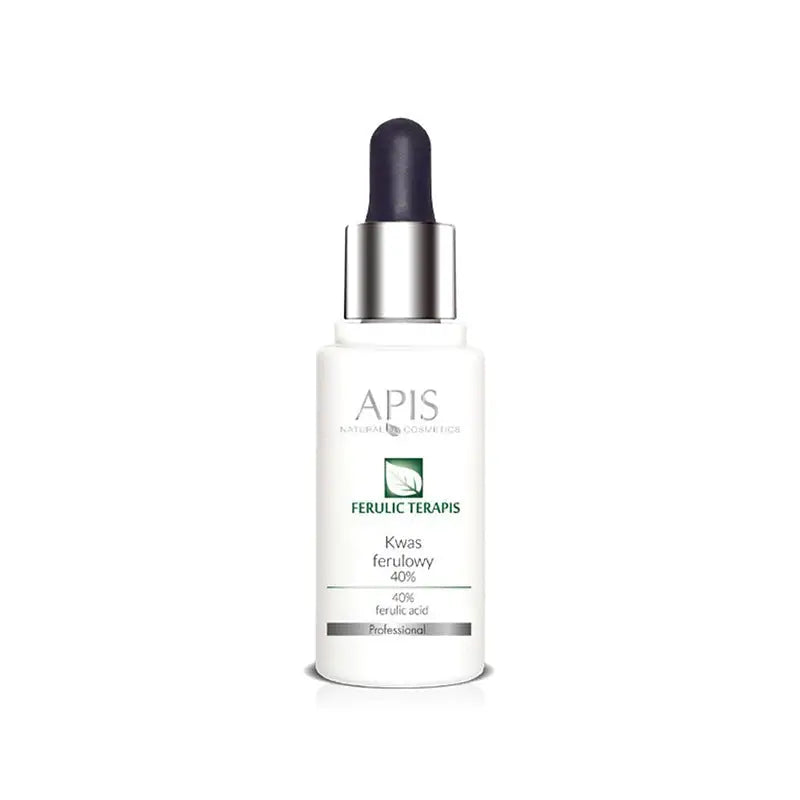 Weiße Flasche mit Ferulasäure Serum und Tropfer für Apis-Ferulasäure 40% 30 ml