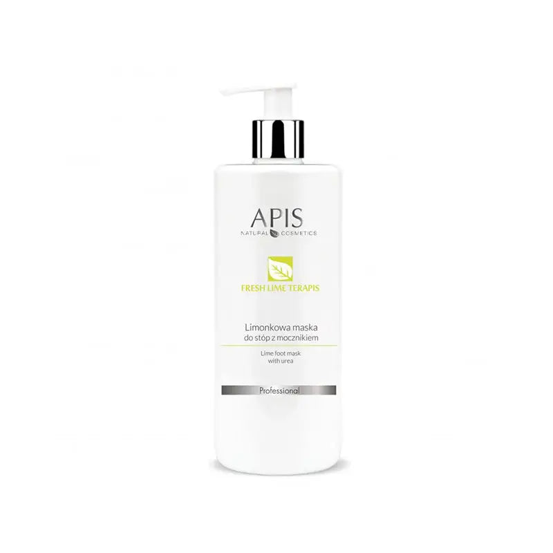 Weiße Flasche der Apis frische Limette Fußmaske mit Harnstoff 500ml