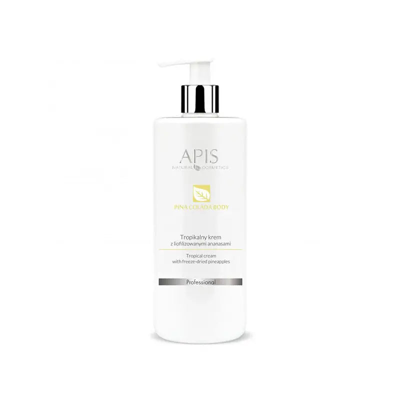 Weiße Flasche mit tropischer Creme, Apis tropische Creme mit gefriergetrockneter Ananas 500ml