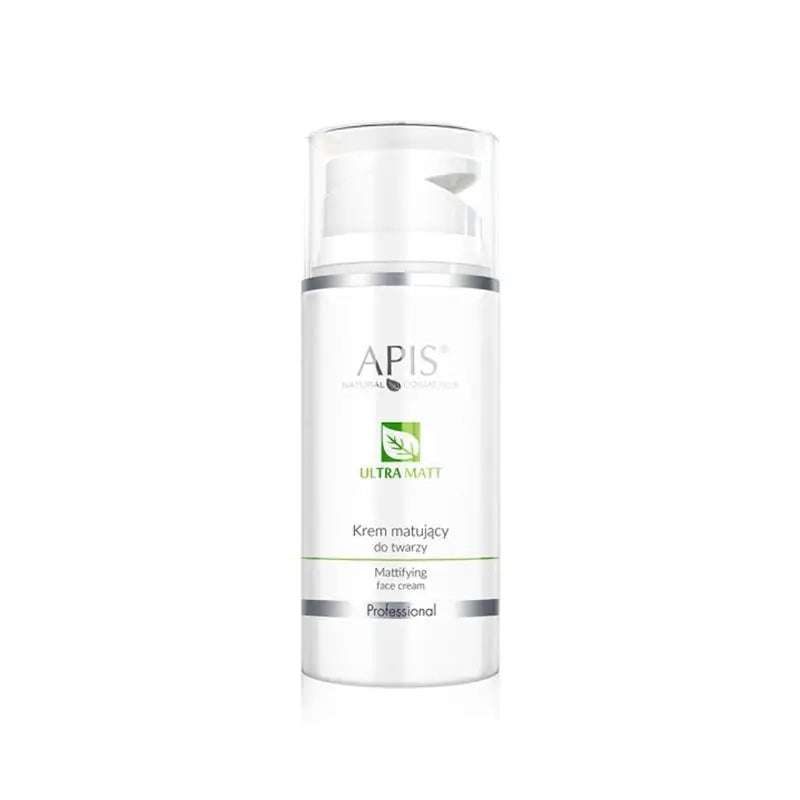 Weiße Flasche mit mattierender Gesichtcreme Apis Ultra Matt mit Hefeextrakt 100 ml