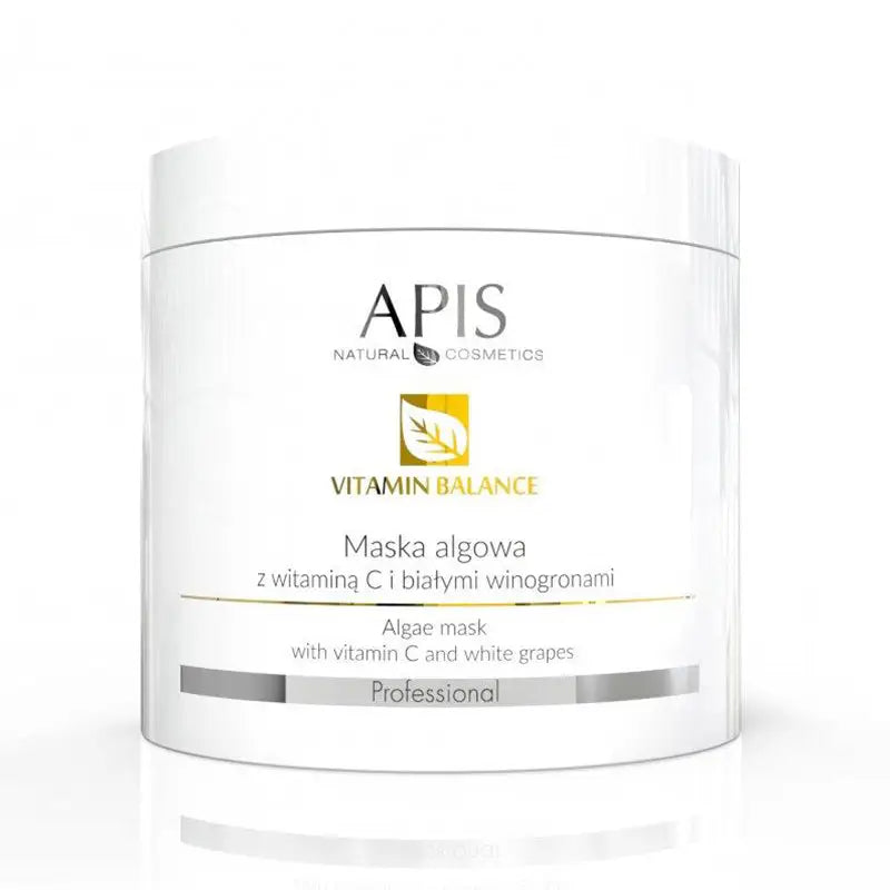 Algenmaske in weißem Glas mit Vitamin C und weißen Trauben für gesunde Haut