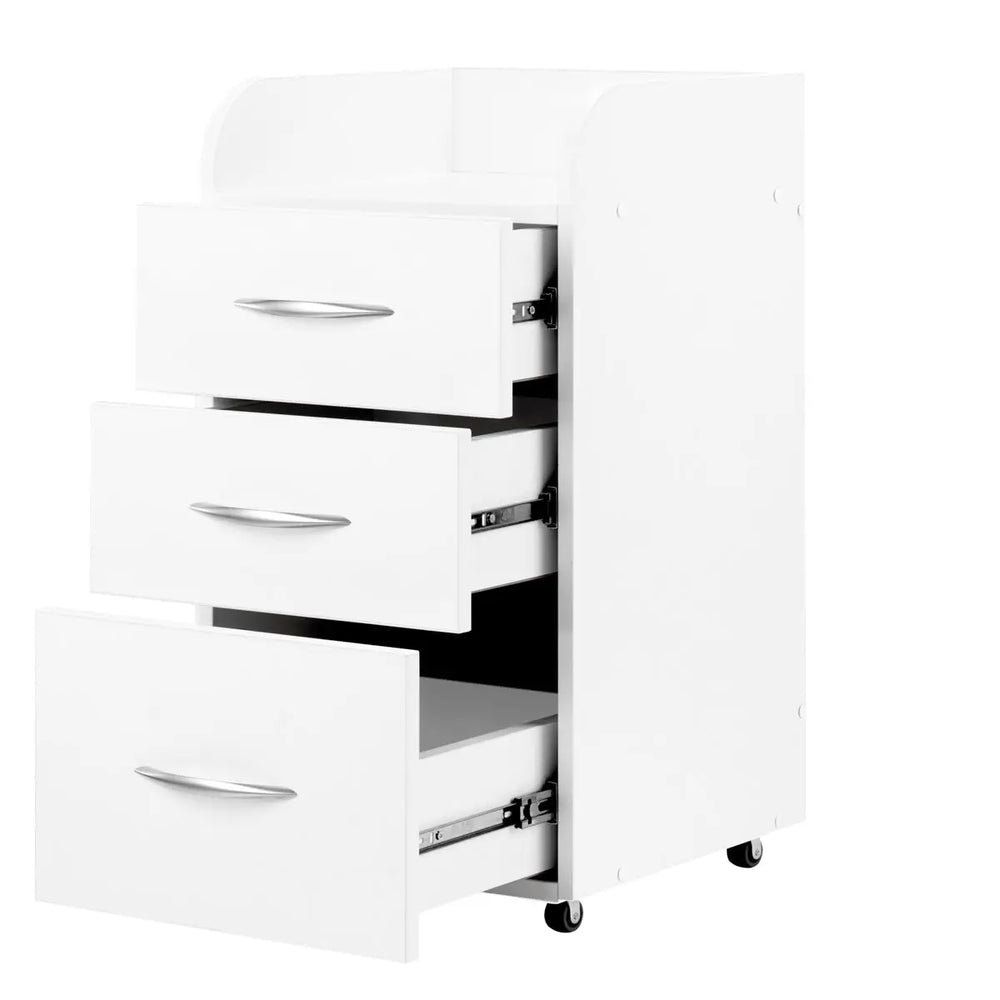 Weiße drei-Drawer Arbeitswagen Friseur Kombi-II mit Rollen und Stauraum