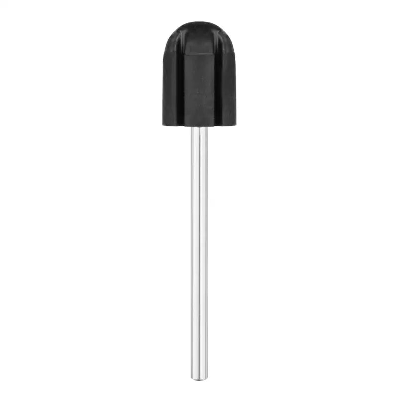 Schwarzer runder Knopf mit silbernem Stift für Aufsatz für Schleifkappen Gummi 10mm