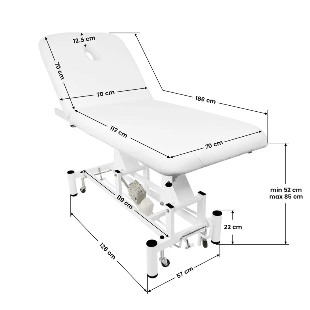 Weiße verstellbare Massageliege Azzurro Elektrische Massageliege 684 mit Dimensionen