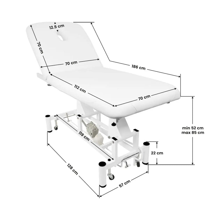 Weiße verstellbare Massageliege Azzurro Elektrische Massageliege 684 mit Dimensionen