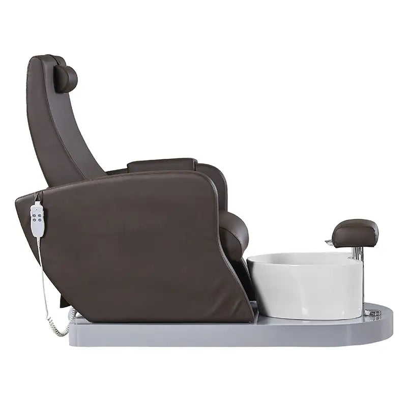 Brauner Ledersessel für Pediküre mit weißem Becken im Azzurro Fusspflegestuhl Pediküre Spa 016 Braun