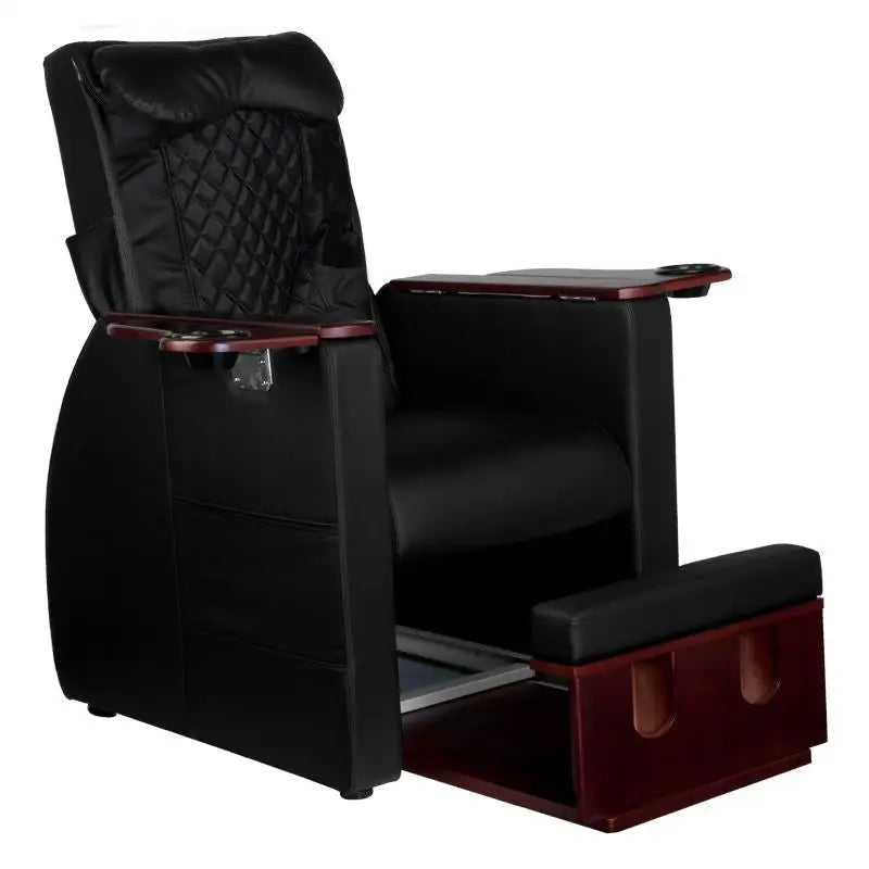 Schwarzer Leder-Massagestuhl mit Fußstütze für Spa und Rückenmassagefunktion