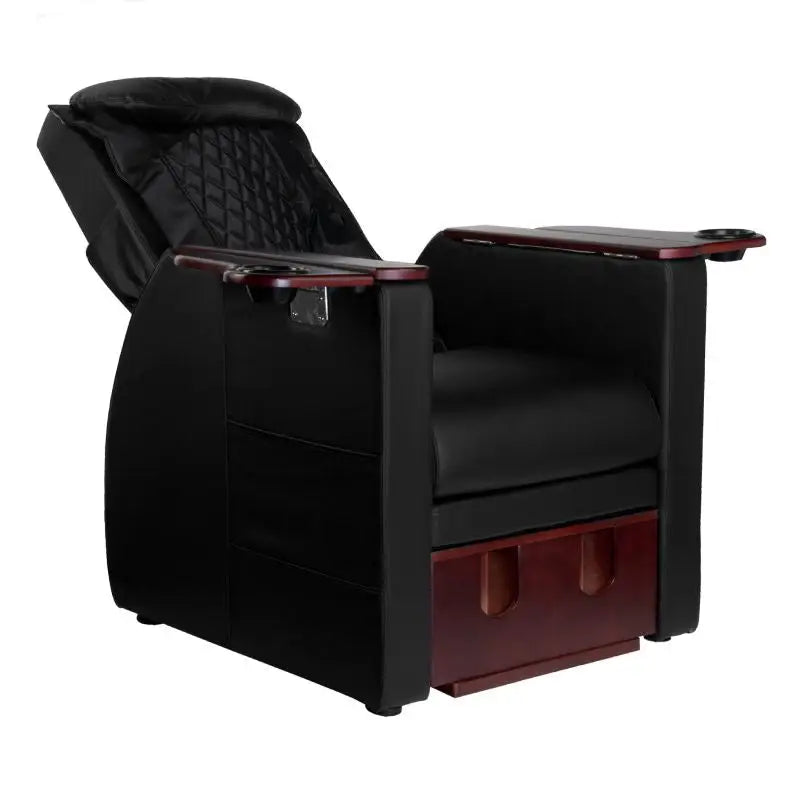 Schwarzer Leder-Recliner mit Holz-Akzenten im Azzurro Fusspflegestuhl Pediküre Spa