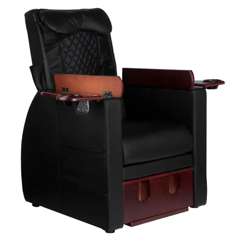 Schwarzer Leder-Massagestuhl Azzurro Fusspflegestuhl mit Holzdetails