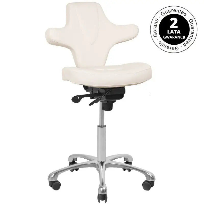 Cremefarbenes ergonomisches Drehstuhl für Kosmetik im Produkt Azzurro Kosmetikhocker Special 052 Weiß