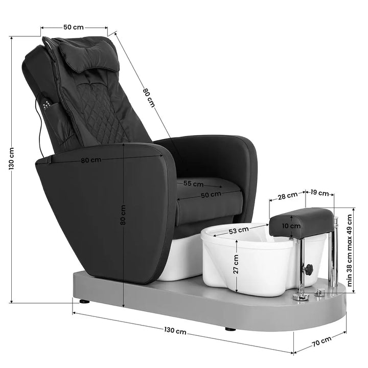 Azzurro Spa Chair Für Pediküre 016C mit Hydromassage Schwarz - Kosmetikliege