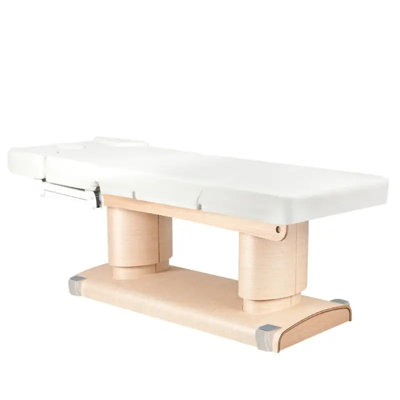 Beige Massage-Tisch Azzurro Spa-Kosmetikliege 838 mit weißen Bezug und Heizfunktion