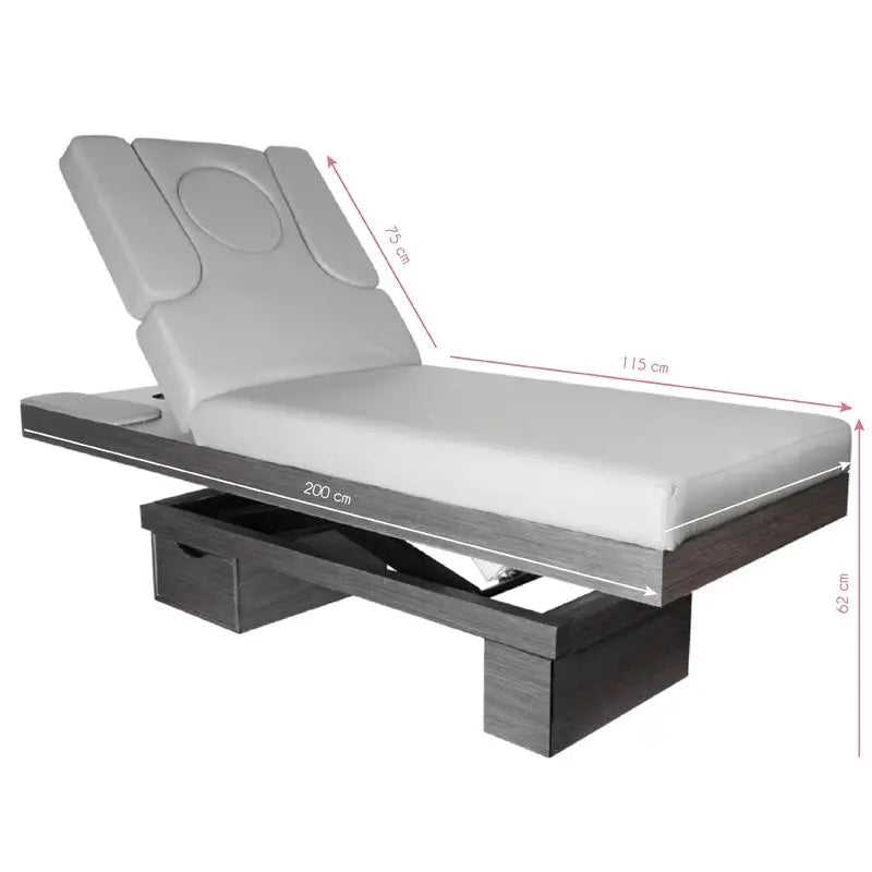 Anpassbarer Massage-Tisch Azzurro Spa-Kosmetikliege Wood 815B grau mit Beleuchtung