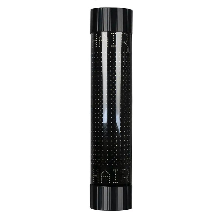 Schwarze Haarspray Dose vor dem Barberpole mit Beleuchtung LED Roy Gross