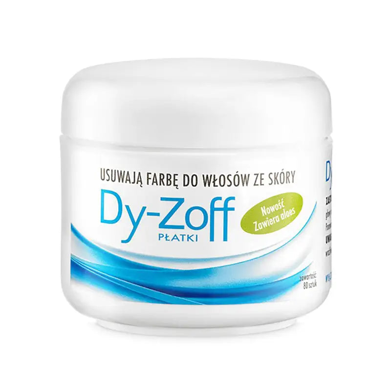 Weiße Dose mit Haarfarbe-Entferner-Pads von Barbicide Dy-Zoff für schnelle Anwendung