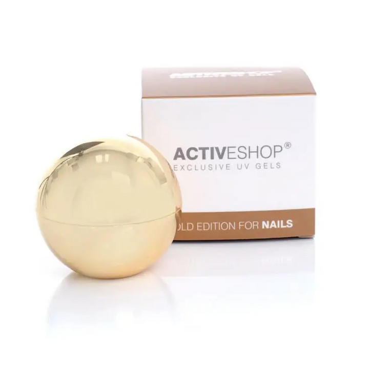 Goldfarbene kugelförmige Verpackung mit Produktbox für Camouflage Gel 15g Kugel Peach