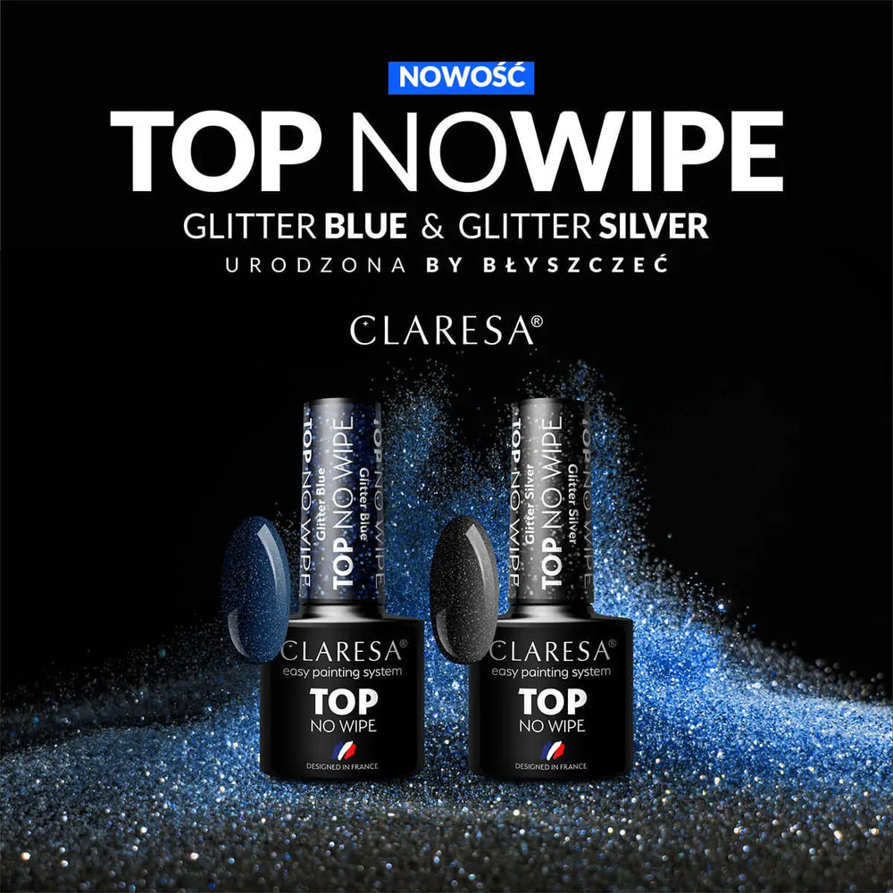 Claresa Top No Wipe Glitter Blau 5g - Nagellack