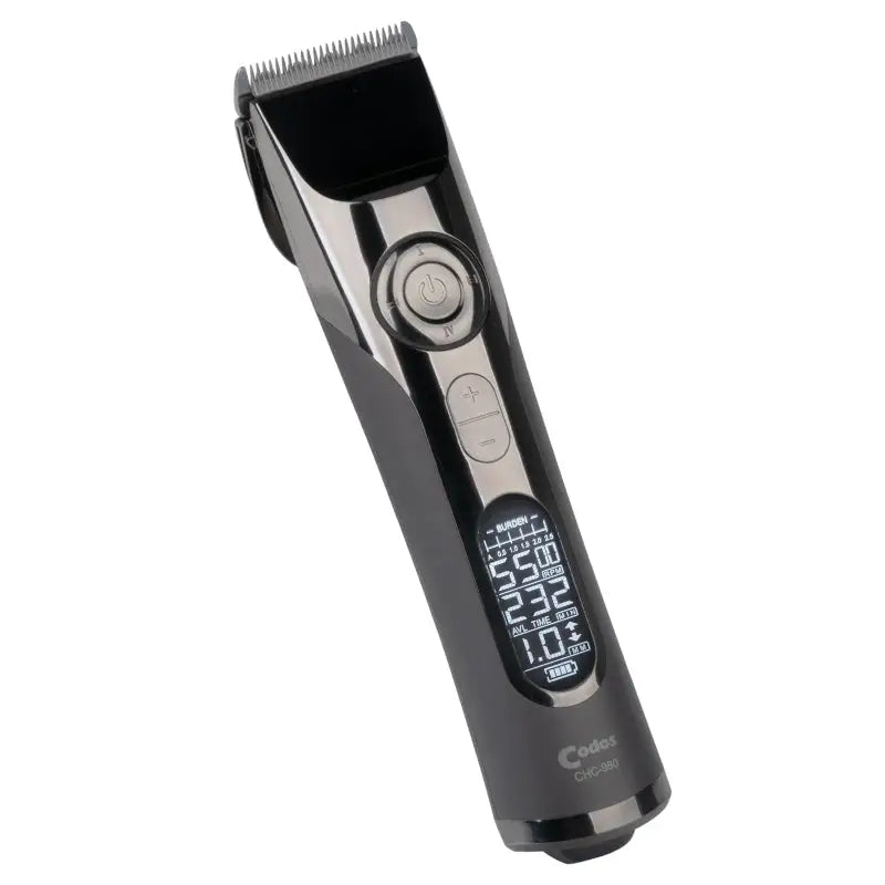 Schwarzer silberner Haarschneidemaschine mit digitaler Anzeige von Codos CHC-980