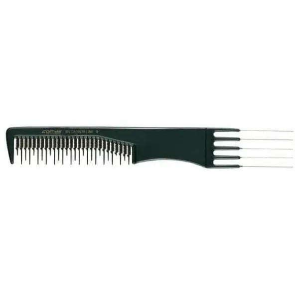 Schwarzer Kamm mit Metallzähnen Comair Carbon Profi Line Nr 105