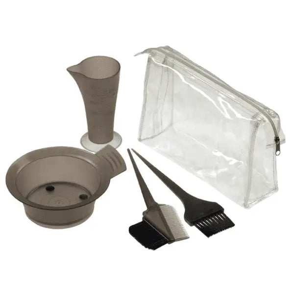 Hair dye application kit Comair Färbezubehör Set Schwarztransparent auf dem Tisch geprüft