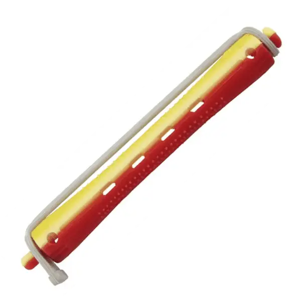 Perm Rod in Rot und Gelb mit Graufeder für Haarglättung, Comair Kaltwickler