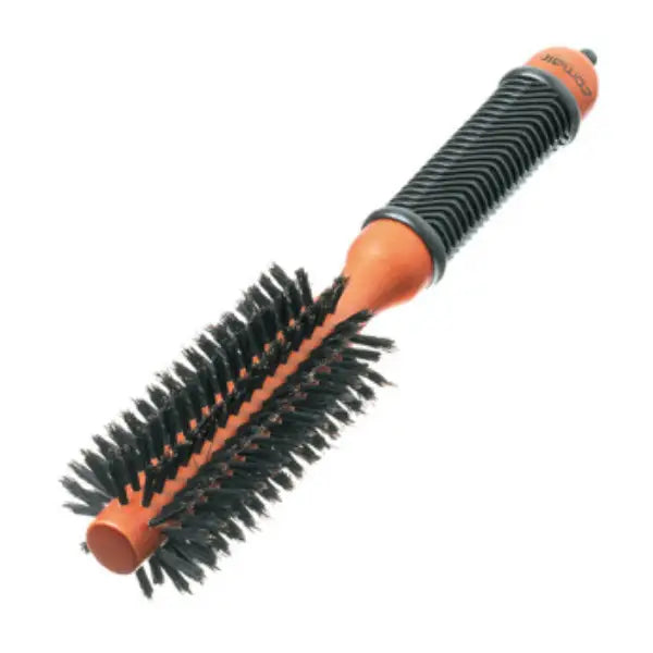 Runde Haarbürste mit schwarzen Pins und orangefarbenem Griff, Comair Profi-Rundbürste