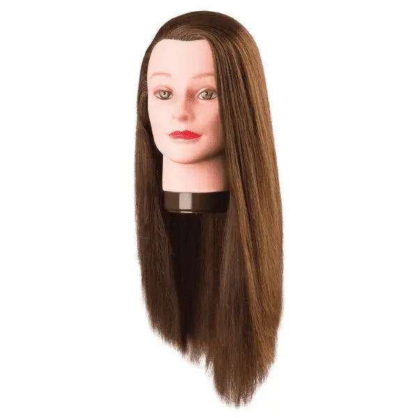Mannequin Kopf mit langen braunen Haaren für Kosmetik und Frisörübungen