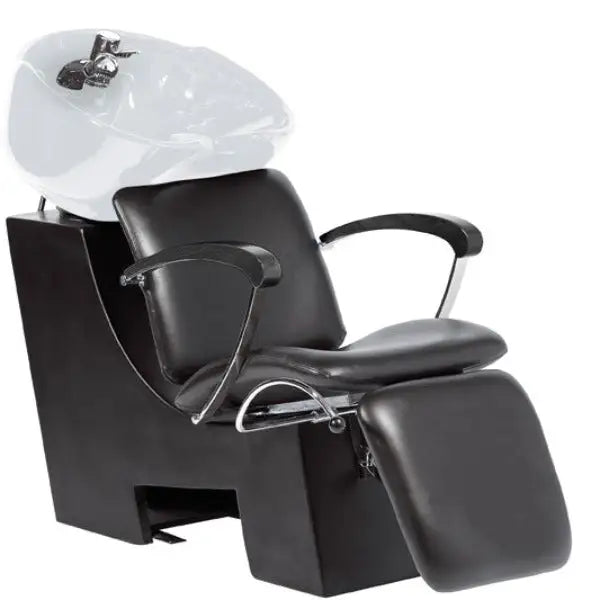 Comair Waschplatz Wien Stuhl schwarz Becken weiß Armlehne schwarz - Friseur-Waschbecken