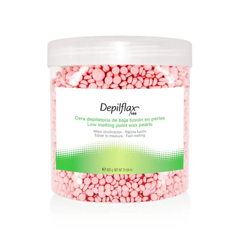 Container mit rosa Wachsperlen für Haarentfernung Depiflax Hartwachs 600g Rosa
