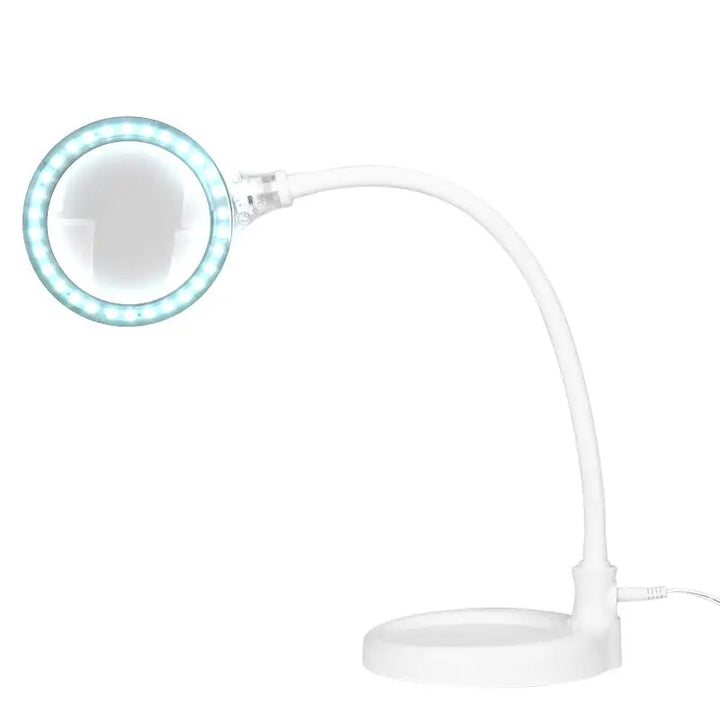 Weiße Lupenleuchte mit LED-Ring, Elegante Lupenleuchte 2014-2r 30 LED SMD 5D mit Stativ