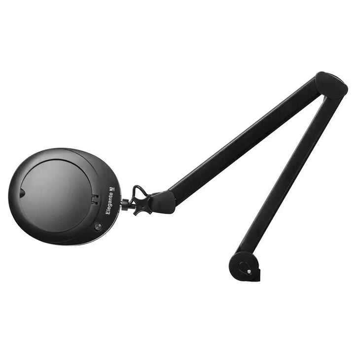 Schwarze Magnifying lamp mit Gelenkarm und Stativ im Produkt Elegante Lupenleuchte 6025