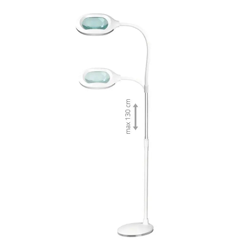 Weiße Lupenleuchte mit Staubsaugerfuß und 60 LED SMD für vielseitigen Gebrauch