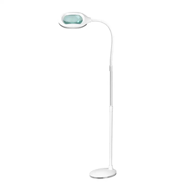 Weiße Lupenleuchte mit Bodenständer und 60 LED SMD für vielseitige Verwendung