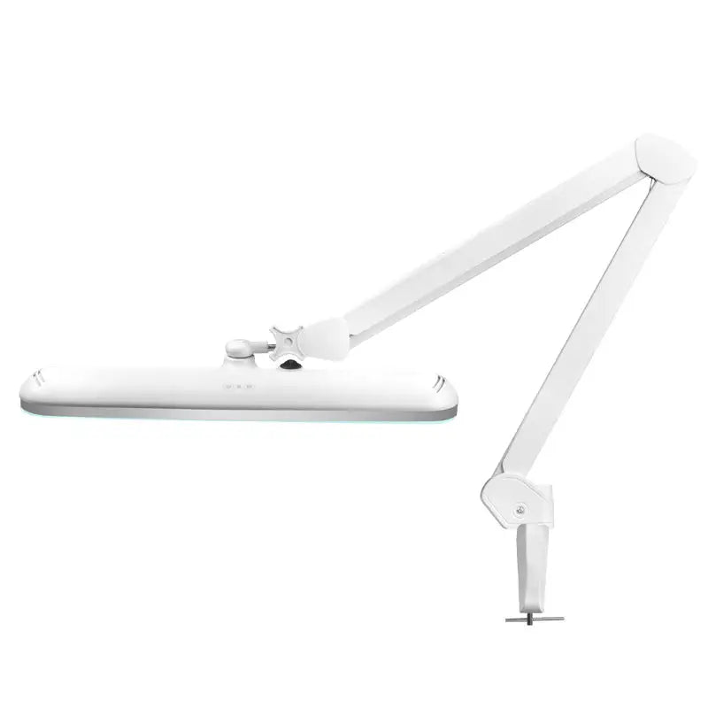 Weiße Gelenkleuchte für Schreibtisch, Elegante Lupenleuchte LED 801-l mit Schraubstock