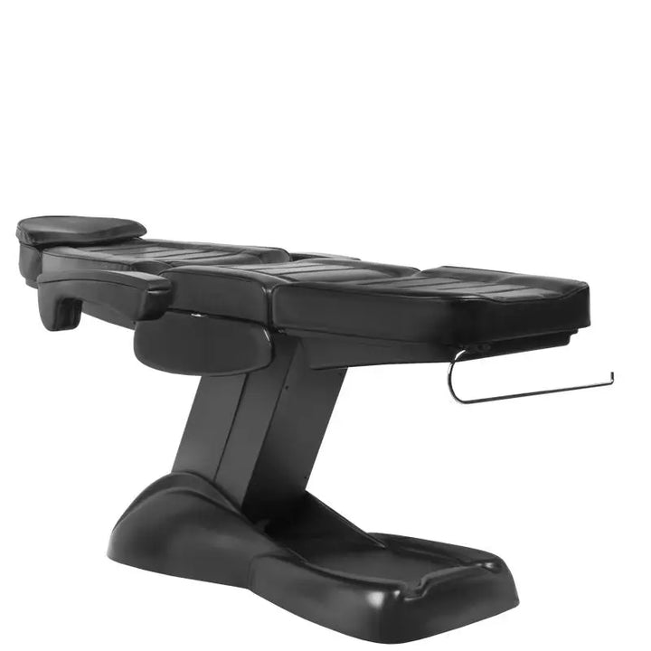 Schwarze elektrische Kosmetikliege Lux Schwarz auf ergonomischer Massagebank