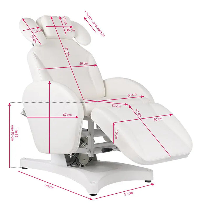Elektrischer Wimpernbehandlungsstuhl Ivette Professional weiß - Wimpernbehandlungsstuhl