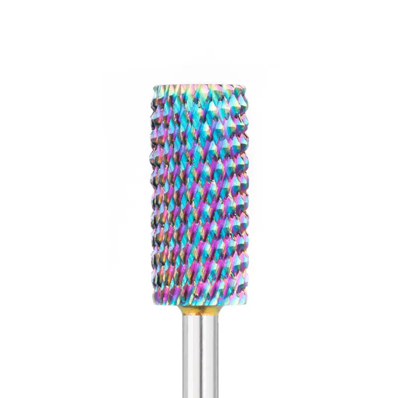 Iridescentes Nagelbohrgerät mit abgerundetem blauen Zylinder für professionelles Nageldesign