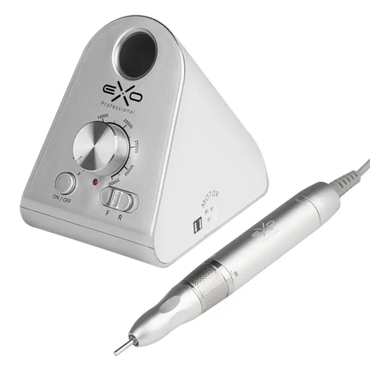 Silberner elektrischer Nagelfräser mit Steuergerät Exo Nagelfräser Silent SX7 Bürstenlos