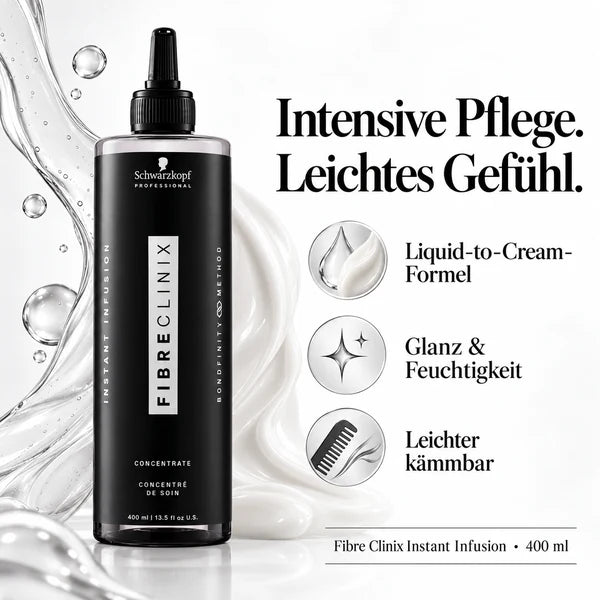 Fibre Clinix Instant Infusion: Liquid-to-Cream-Formel, Glanz, Feuchtigkeit und leichtere Kämmbarkeit