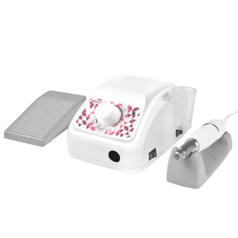 Weiße elektrische Nagelbohrmaschine mit Fußpedal für Fräser Marathon Mighty